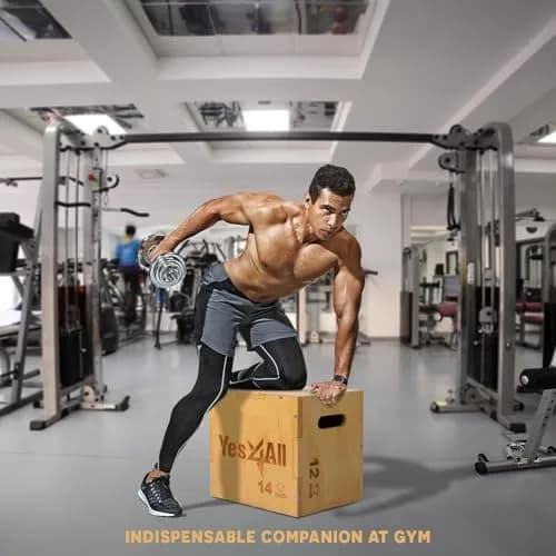 Yes4All 3-in-1 Wooden Plyo Box 16"x14"x12" | 450 lbs Capacity for Home Gym Strength Training thumbnail 6