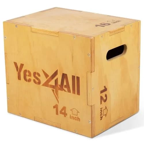Yes4All 3-in-1 Wooden Plyo Box 16"x14"x12" | 450 lbs Capacity for Home Gym Strength Training thumbnail 1