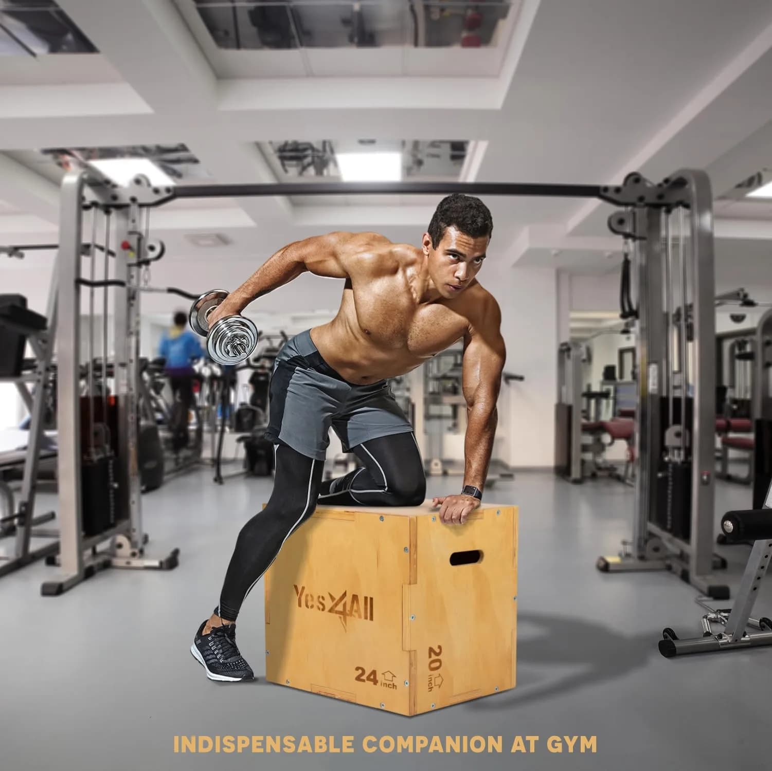 Yes4All 3-in-1 Wooden Plyo Box 76x61x51 cm (30"x24"x20") | Heavy Duty CrossFit & Plyometric Training - view 6