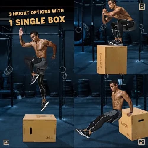 Yes4All 3-in-1 Wooden Plyo Box 76x61x51 cm (30"x24"x20") | Heavy Duty CrossFit & Plyometric Training thumbnail 2