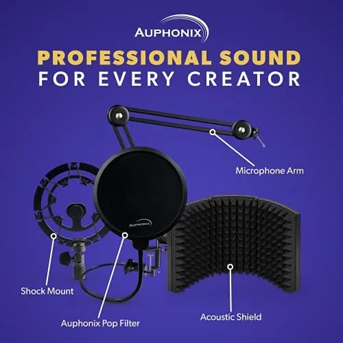 Auphonix Pro Microphone Shock Mount - Mic Holder Compatible w/Blue Yeti, Snowball & Pro Microphones | Vibration & Shock Protection thumbnail 9