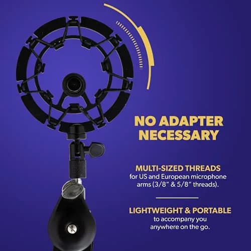 Auphonix Pro Microphone Shock Mount - Mic Holder Compatible w/Blue Yeti, Snowball & Pro Microphones | Vibration & Shock Protection thumbnail 3