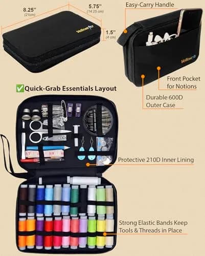 VelloStar Sewing Kit for Adults 100-Piece | Emergency Repairs, Beginner Friendly, Compact & Durable thumbnail 6
