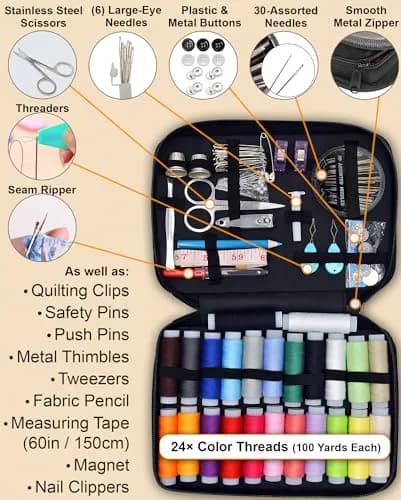 VelloStar Sewing Kit for Adults 100-Piece | Emergency Repairs, Beginner Friendly, Compact & Durable thumbnail 3