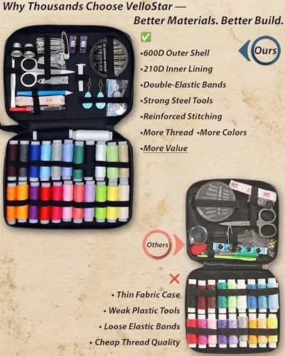 VelloStar Sewing Kit for Adults 100-Piece | Emergency Repairs, Beginner Friendly, Compact & Durable thumbnail 4