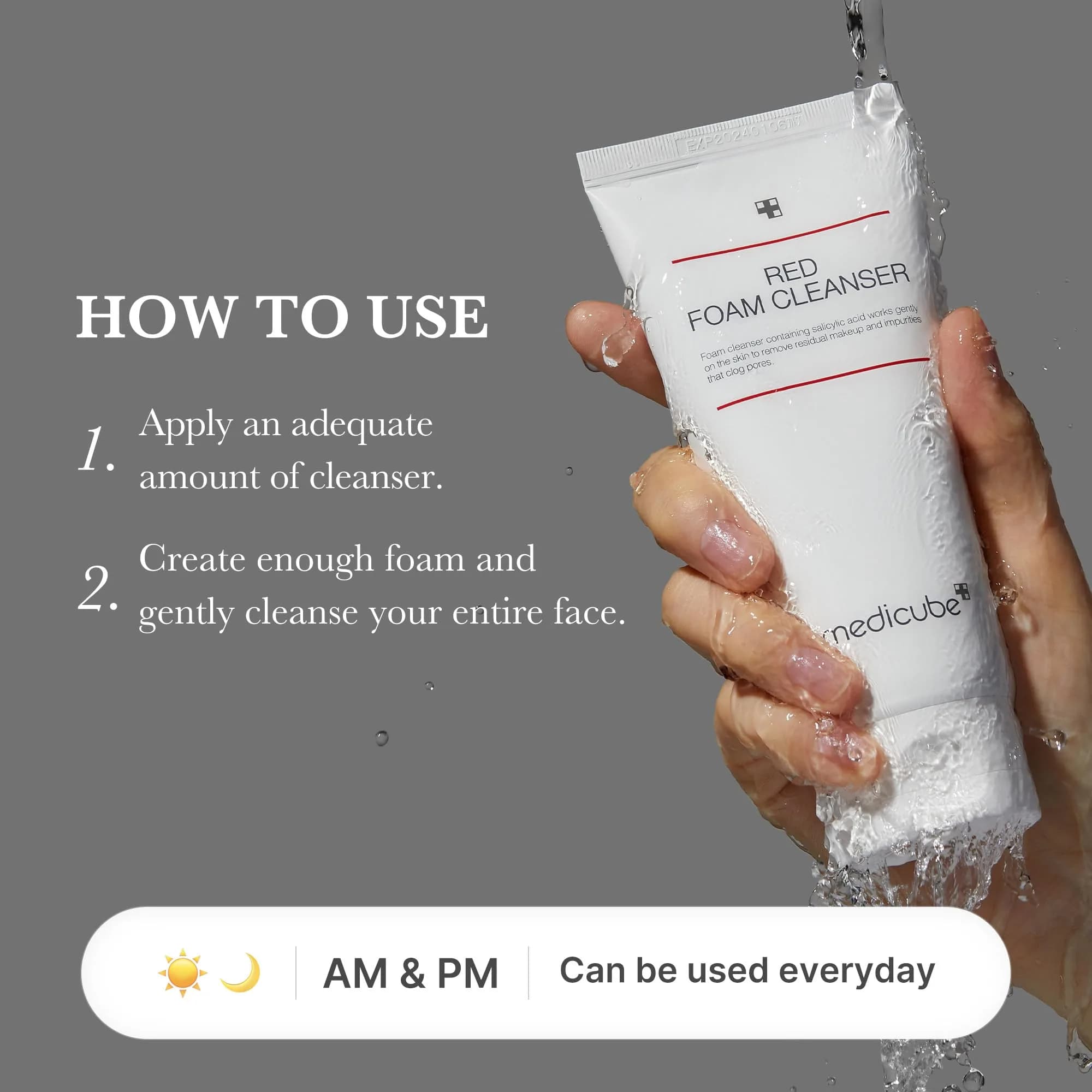 medicube Red Foam Cleanser for Sensitive & Troubled Skin, 4.08 Fl Oz (121 ml) | Deep Cleansing Impurities & Sebum Control - view 5