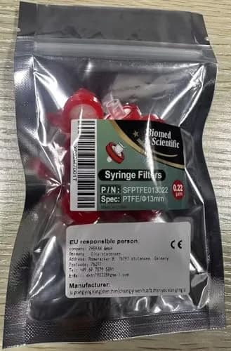 Biomed Scientific Sterile PTFE Syringe Filters 25mm 0.22 Micron | 100/pk Lab Filtration thumbnail 2