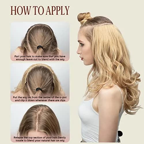SARLA Clip in U Part Hair Extensions Synthetic Long Wavy Curly 24 Inch | Thick Full Head Hairpiece for Women thumbnail 6