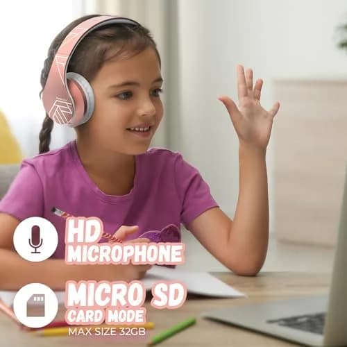 PowerLocus Kids Over-Ear Bluetooth Headphones | Safe 85DB Volume, 15H Play, Foldable, Micro SD Mode thumbnail 6