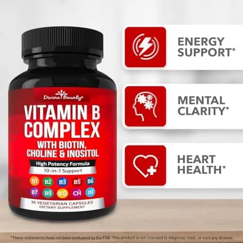 Divine Bounty Vitamin B Complex, 90 Capsules | All B Vitamins in One Potent Capsule thumbnail 6