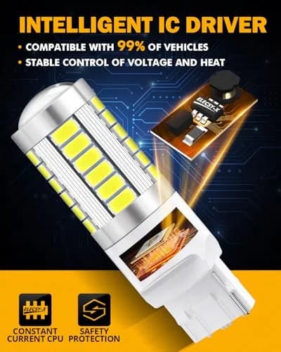 Auxbeam 7440 LED Bulbs for Backup Reverse Lights | Super Bright 6500K White 58mm x 18mm | 33W, 4000 Lumens, 12V, Pack of 2 thumbnail 5