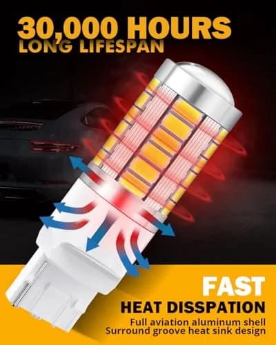 Auxbeam 7440 LED Bulbs for Backup Reverse Lights | Super Bright 6500K White 58mm x 18mm | 33W, 4000 Lumens, 12V, Pack of 2 thumbnail 7