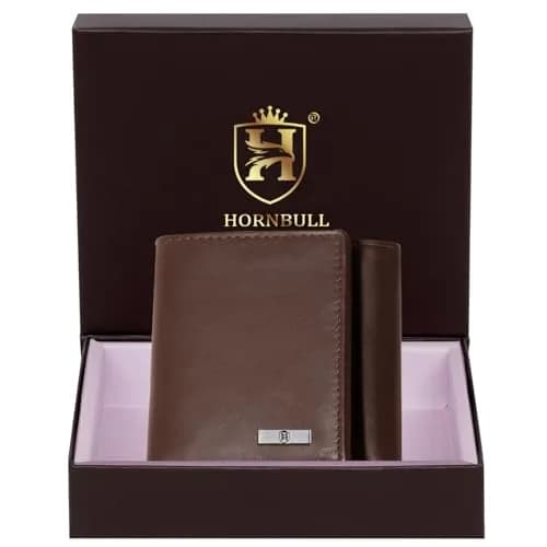 HORNBULL Trifold Leather Wallet for Men - Premium Top Grain Leather, Casual Style, 2 Compartments, 5 Card Slots, Brown | RFID Protected thumbnail 2