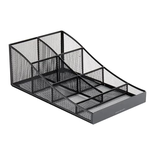 Mind Reader Countertop Organizer, 7-Compartment Metal Mesh Caddy for Breakroom Supplies | Black thumbnail 5