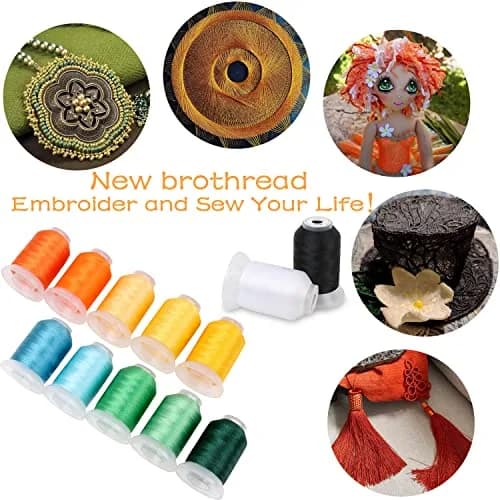 New brothread 63 Spools Polyester Machine Embroidery Thread Kit 500m Each | Assorted Bright Colors for All Embroidery Machines thumbnail 2