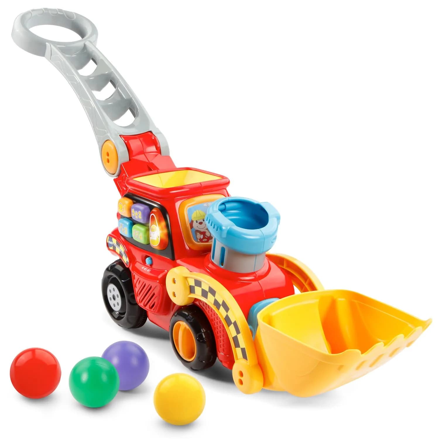 VTech Pop-a-Balls Push and Pop Bulldozer, Red | Interactive Motor Skills Toy for Kids 1-6 — Red