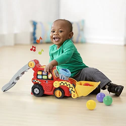 VTech Pop-a-Balls Push and Pop Bulldozer, Red | Interactive Motor Skills Toy for Kids 1-6 thumbnail 6