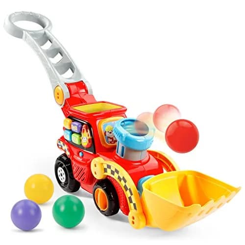 VTech Pop-a-Balls Push and Pop Bulldozer, Red | Interactive Motor Skills Toy for Kids 1-6 thumbnail 2