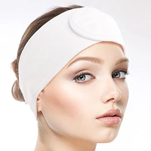 SINLAND Adjustable Microfiber Facial Headband 3 Pack White | Soft & Washable for Spa & Makeup thumbnail 8