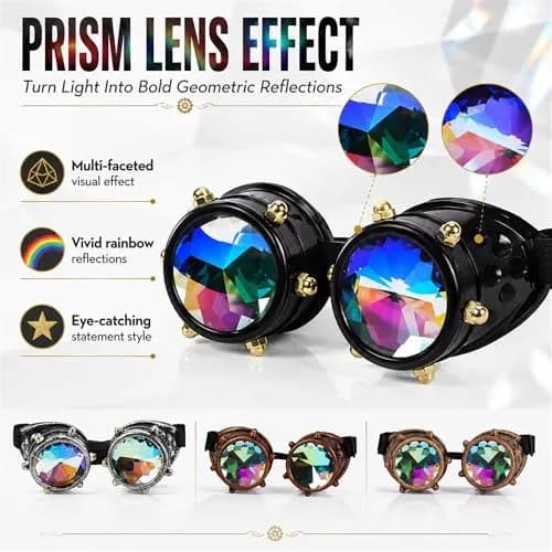Lelinta Kaleidoscope Spiked Goggles with Adjustable Straps | Impact-Resistant Costume Eyewear for Women thumbnail 7
