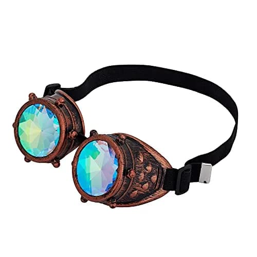 Lelinta Kaleidoscope Spiked Goggles with Adjustable Straps | Rainbow Crystal Lenses, Perfect for Raves, Costume Parties thumbnail 5