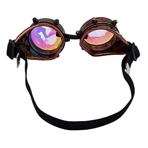 Lelinta Kaleidoscope Spiked Goggles with Adjustable Straps | Rainbow Crystal Lenses, Perfect for Raves, Costume Parties thumbnail 6