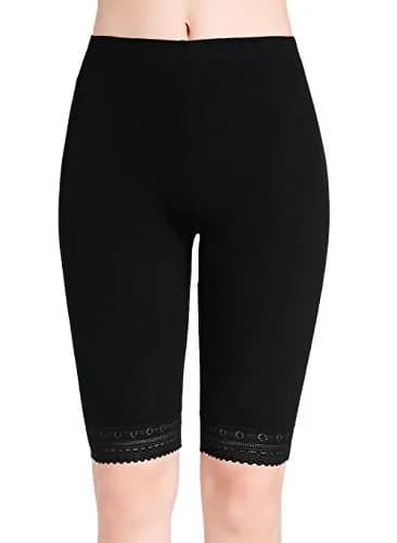 CnlanRow Womens Under Skirt Pants Soft Ultra Stretch Lace Trim Knee Length Leggings Fitness Sport Shorts Medium | Breathable, Lightweight & Perfect Fit thumbnail 2