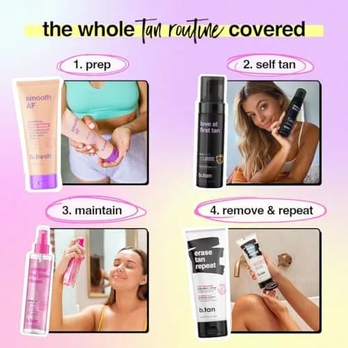 B.TAN Violet Self Tanner Mousse 200ml (6.7 Fl Oz) | Color Correcting Fake Tan Foam thumbnail 6