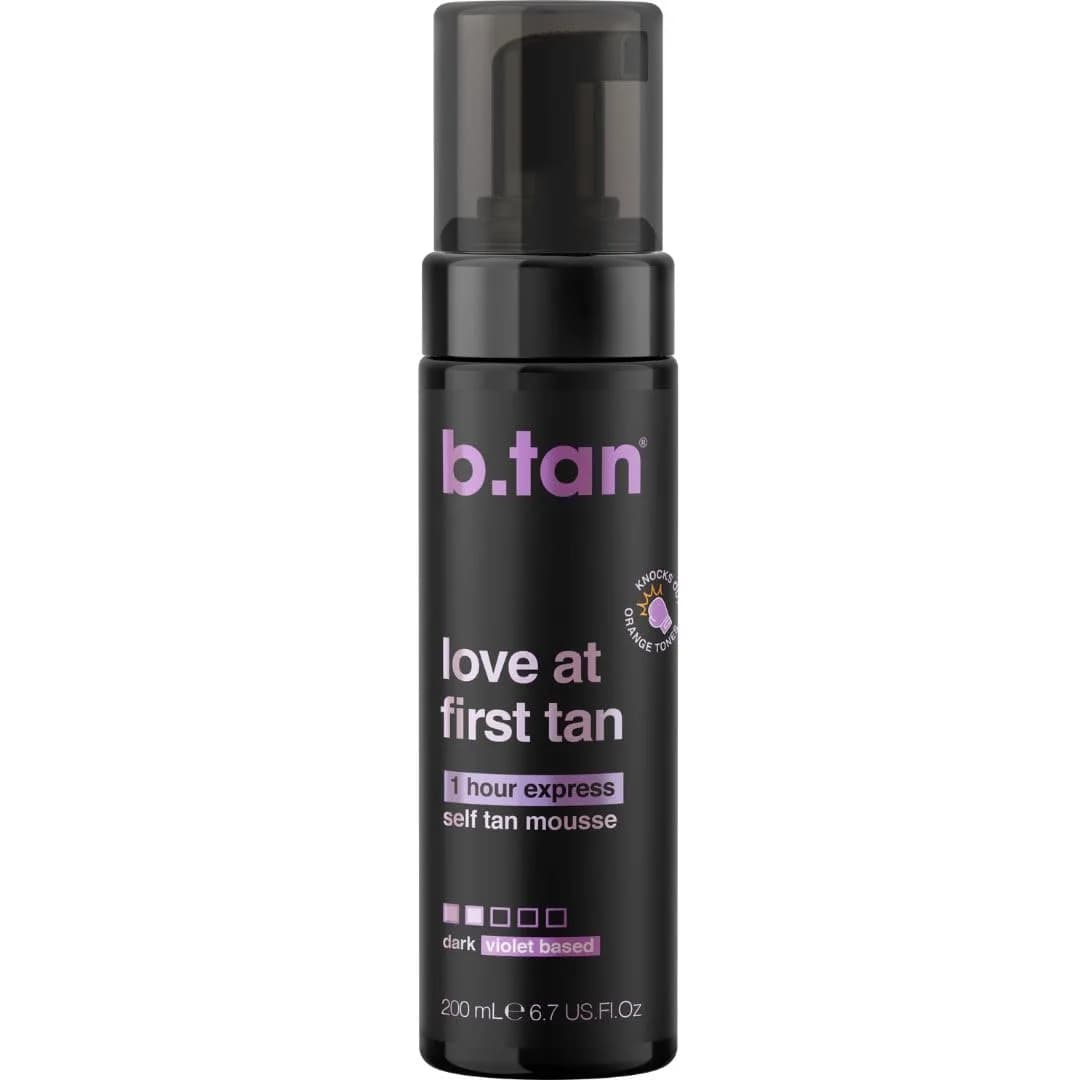 B.TAN Violet Self Tanner Mousse 200ml (6.7 Fl Oz) | Color Correcting Fake Tan Foam