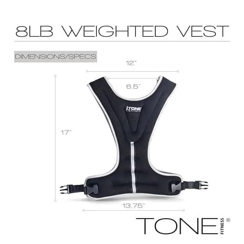 Tone Fitness 8lb Weighted Vest | Adjustable Neoprene Workout Vest for Men & Women thumbnail 4