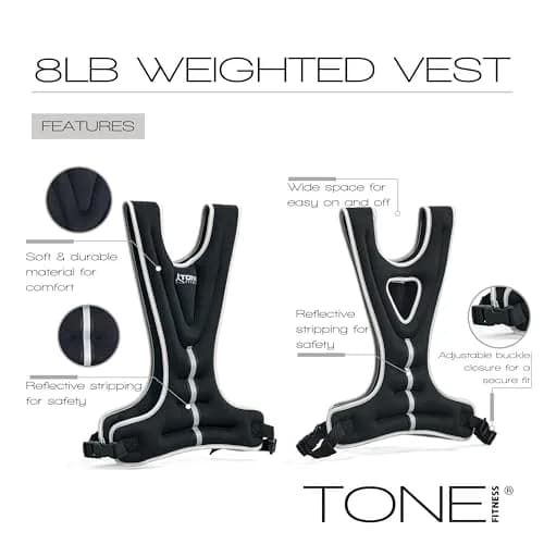 Tone Fitness 8lb Weighted Vest | Adjustable Neoprene Workout Vest for Men & Women thumbnail 3