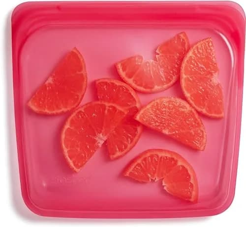 Stasher Premium Reusable Silicone Sandwich Bag Raspberry 1.5 L (28 oz) | Leak-Free Pinch-Loc Seal thumbnail 1