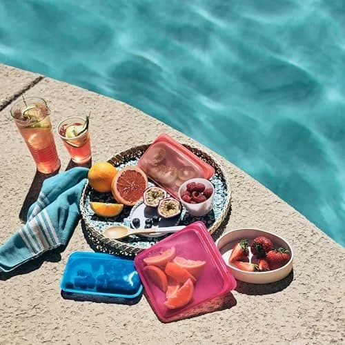 Stasher Premium Reusable Silicone Sandwich Bag Raspberry 1.5 L (28 oz) | Leak-Free Pinch-Loc Seal thumbnail 3