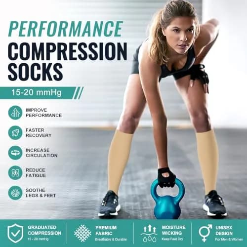 Laite Hebe compression socks women&men, Nude, S/M | Graduated 15-20 mmHg support for legs thumbnail 3