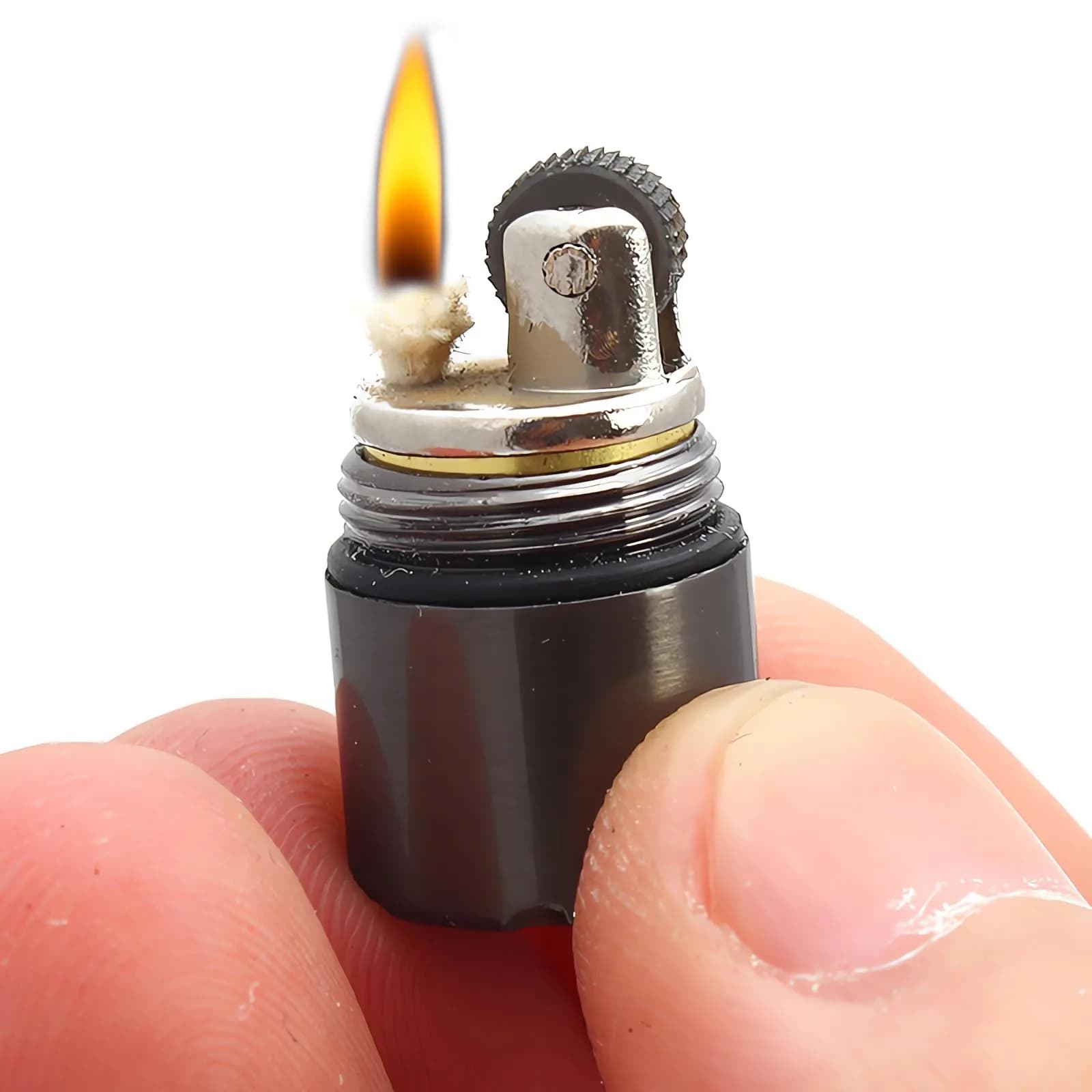 UOOPHEE Kerosene Lighter | Small Waterproof Metal Capsule, 2.5cm Height, Black