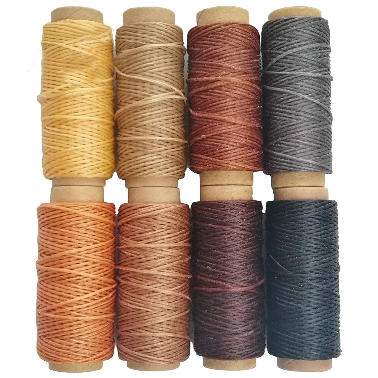JANYUN 150D Waxed Leather Sewing Thread Cord 1mm Diameter, 264 Yards Total | 8 Colors for Leather Craft DIY - main product image
