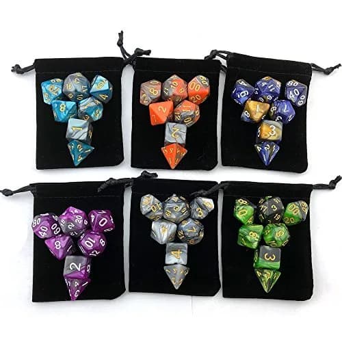 Smartdealspro Double-Colors Polyhedral Dice Sets with Pouches | 6-Color D&D RPG Dice (6.35cm/2.5in) thumbnail 4