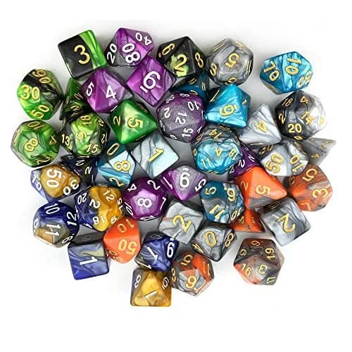 Smartdealspro Double-Colors Polyhedral Dice Sets with Pouches | 6-Color D&D RPG Dice (6.35cm/2.5in) thumbnail 5