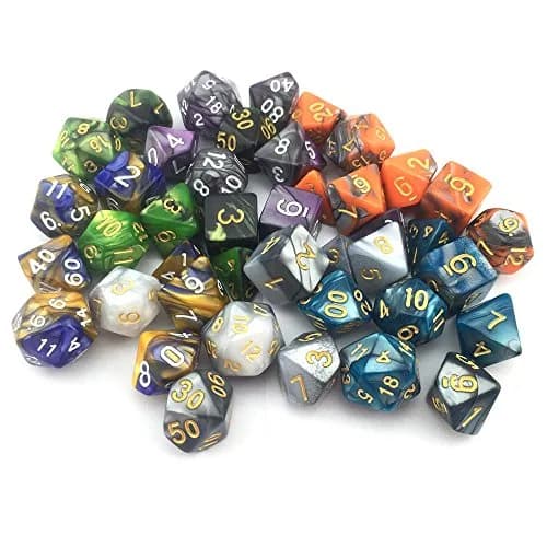 Smartdealspro Double-Colors Polyhedral Dice Sets with Pouches | 6-Color D&D RPG Dice (6.35cm/2.5in) thumbnail 6