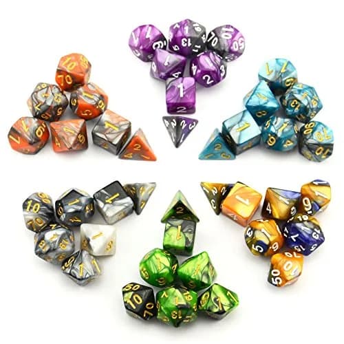 Smartdealspro Double-Colors Polyhedral Dice Sets with Pouches | 6-Color D&D RPG Dice (6.35cm/2.5in) thumbnail 2