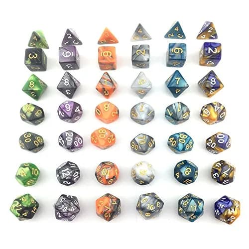 Smartdealspro Double-Colors Polyhedral Dice Sets with Pouches | 6-Color D&D RPG Dice (6.35cm/2.5in) thumbnail 3