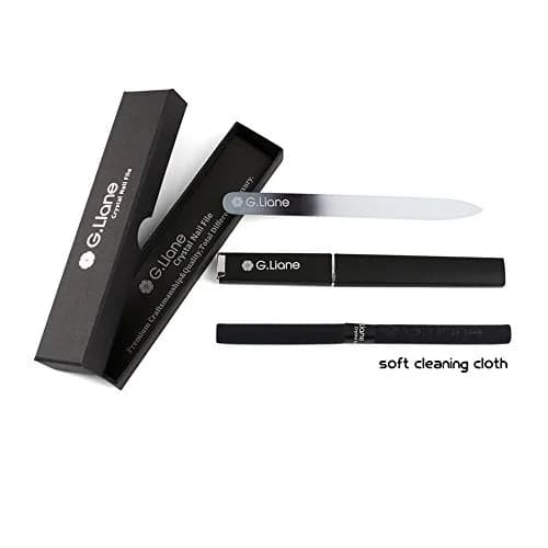 G.Liane Crystal Nail File–Double Sided Glass Fingernail Files with Case, Manicure for Natural & Acrylic Nails, Home & Salon (Rainbow Black) | Extra Fine Grit thumbnail 2