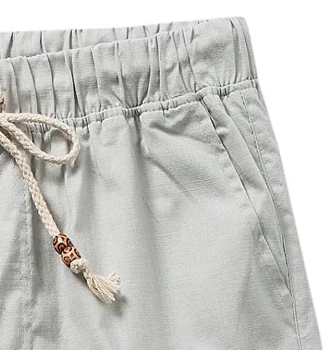 SIR7 Men's Linen Casual Lightweight Drawstring Elastic Waist Summer Beach Pants Light Grey | Breathable, Durable & Imported thumbnail 6