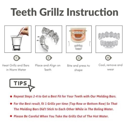 TOPGRILLZ 18K Gold-Plated CZ Vampire Fangs Grillz Set for Bottom Teeth | Hip Hop Rapper Costume Accessory thumbnail 3