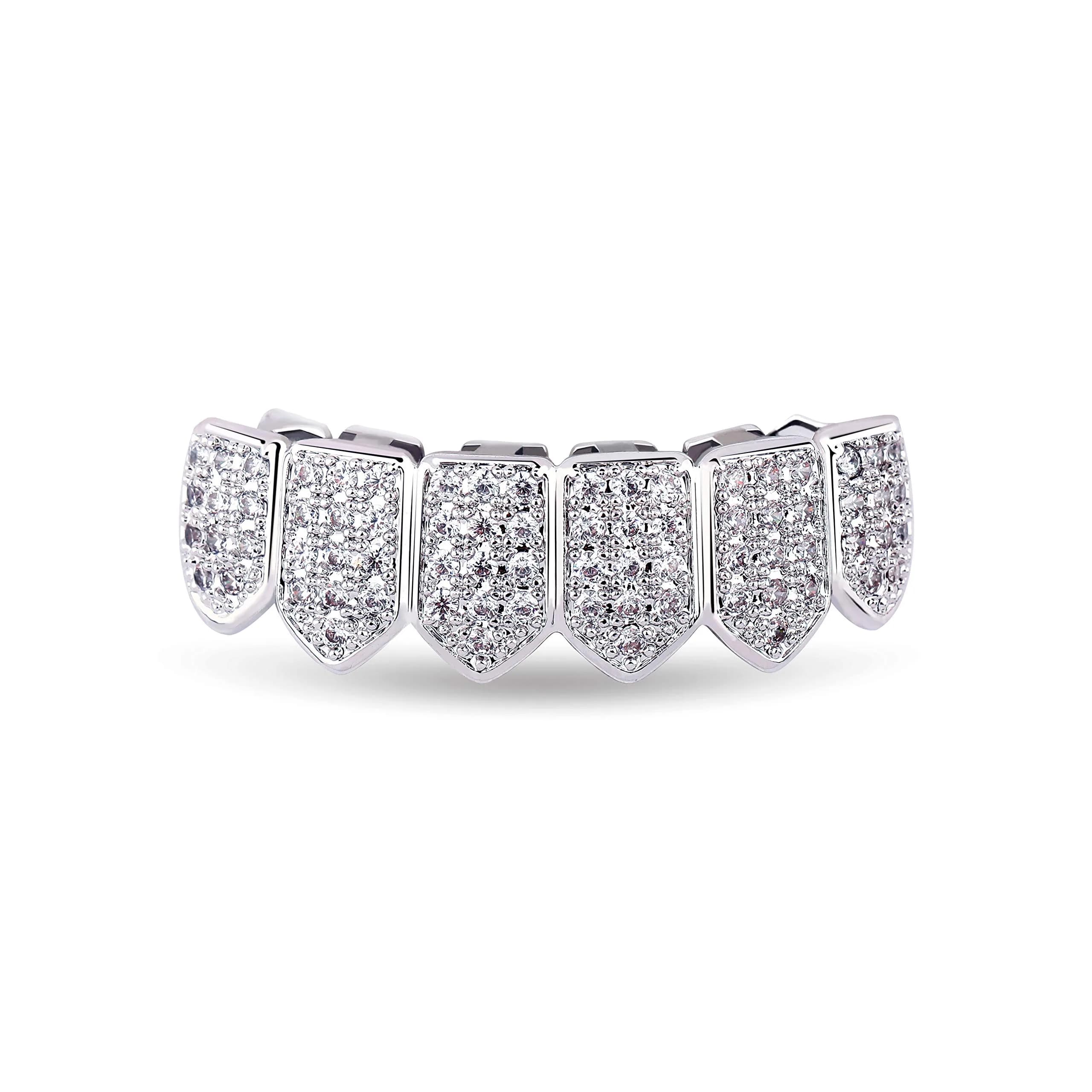 TOPGRILLZ Vampire Fang Grillz with CZ Diamonds | 18K Gold Plated Brass