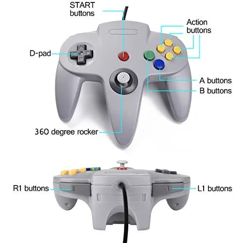SAFFUN Classic N64 Controller Wired USB Gamepad 203.2 cm (6.6 ft) | Plug and Play for PC and Raspberry Pi thumbnail 9