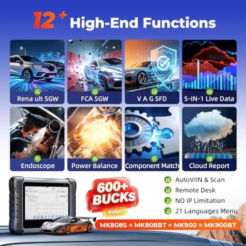Autel MaxiCOM MK808S OBD2 Scanner | All Systems Diagnose, 28+ Services, 3000+ Active Tests, FCA & SGW Access thumbnail 7