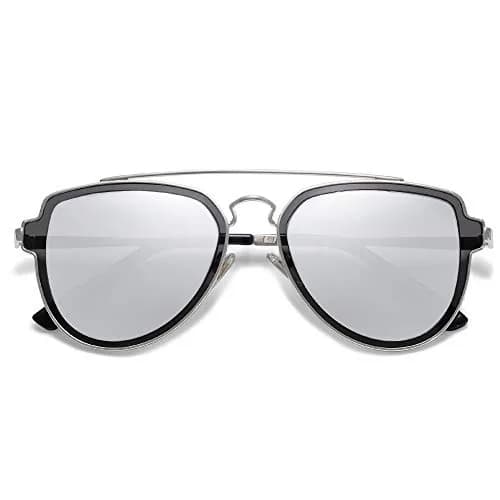 SOJOS Retro Polarized Double Bridge Sunglasses for Men Women SJ1051 | 63mm (2.48in) Lens Width thumbnail 1