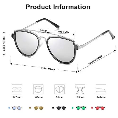 SOJOS Retro Polarized Double Bridge Sunglasses for Men Women SJ1051 | 63mm (2.48in) Lens Width thumbnail 4