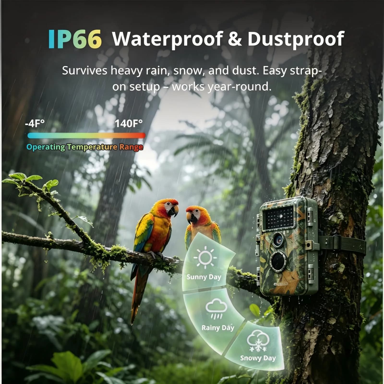BLAZEVIDEO 2-Pack Trail Camera 64MP 1296P Video, 940nm No-Glow Night Vision, 70° Focused PIR Detection, 0.3s Trigger, IP66 Waterproof - view 6